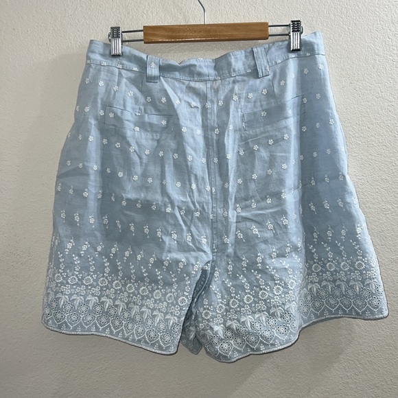 By TiMo High Rise Embroidered Shorts Light Blue/White SZ L NWOT - Picture 6 of 10
